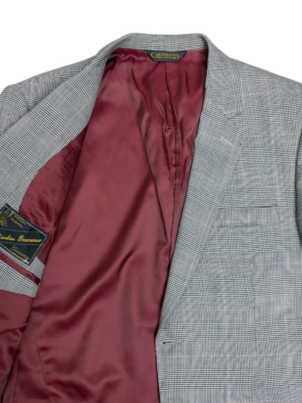 GIOVANNI Vintage Blazer Sport Coat Plaid Check Luxury Business Jacket Mens 46R